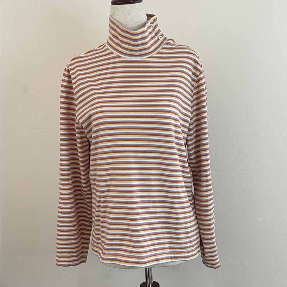 Vintage Orvis Stripe Turtleneck Heavy Cotton Top Size S - Picture 2 of 6